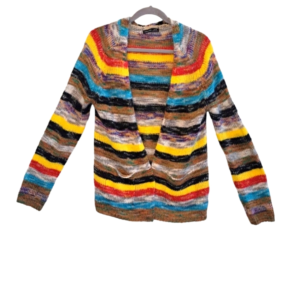 Noracora Multicolored Striped Cardigan With Pockets Size Medium